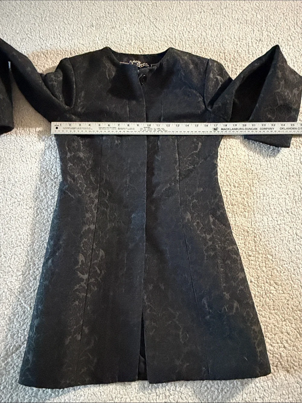 BB Dakota Black Floral Jacquard Long Blazer Coat Size Small